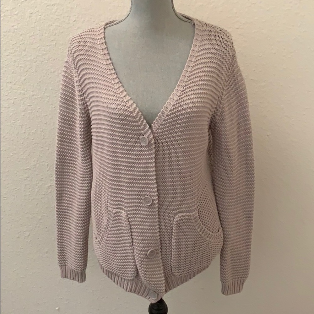 Anthropologie Heather Bordeaux gray cardigan sweater small S Excellent RARE HTF